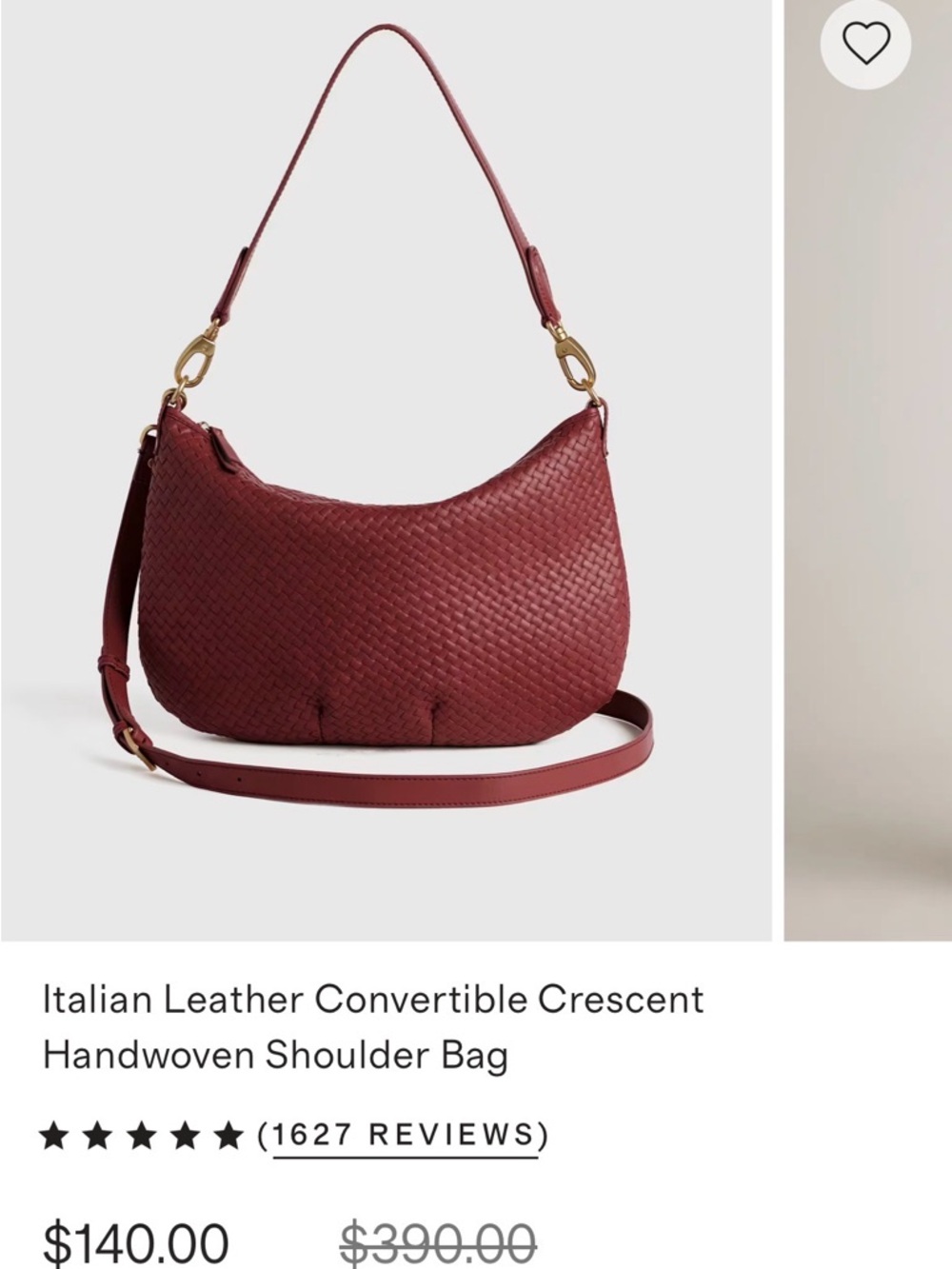 Quince Women's Woven Leather Shoulder Bag in Burgundy - Picture 6 of 9